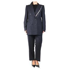Dries Van Noten Conjunto de traje de rayas gris oscuro - talla UK 14 Gris