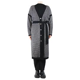 Eres Schwarzer langer Cardigan mit Gürtel - Größe M Schwarz