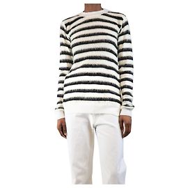 Marni Weißer Wollstreifenpullover - Größe UK 8 Weiß