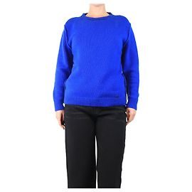 Loro Piana Blauer Pullover mit Kontrastpaspel - Größe UK 12 Blau
