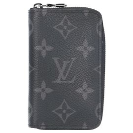 Portafoglio Zippy Vertical Monogram Eclipse Louis Vuitton Nero Monogramma