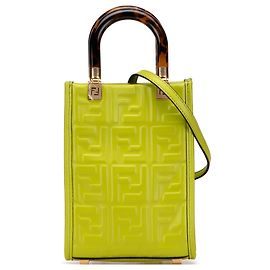 Fendi Sac fourre-tout Sunshine en cuir embossé Zucca mini vert Doré Vert