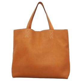 Bolsa Tote Hermès Double Sens 45 Dourado Laranja