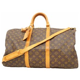 Borsa Boston Keepall Bandoulière 50 Monogram Louis Vuitton Marrone