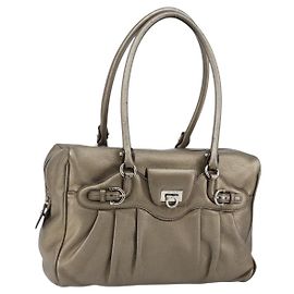 Bolsa de ombro em couro com fivela Gancini Salvatore Ferragamo - Grande Dourado