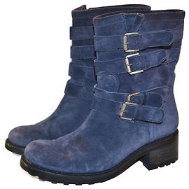 Free Lance ankle boots blue deerskin Blue