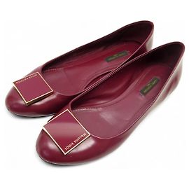 LOUIS VUITTON BALLET FLATS 38 BURGUNDY LEATHER SHOES Dark red