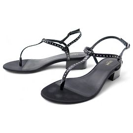 Céline CELINE SHOES FLIP FLOPS 35 SANDALS DETAILS STUDS BLACK PATENT LEATHER Black