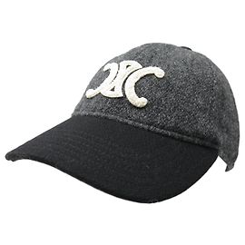 Céline NEW CELINE TRIUMPH BASEBALL CAP 2AUT6930F XS BLACK AND GREY WOOL Other