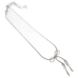 Collar Péndulo CD Bow de Metal con Cristal Christian Dior Plata