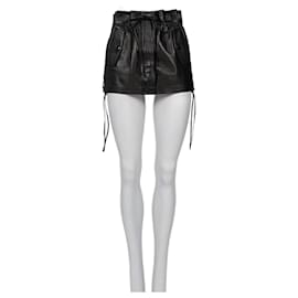 Saint Laurent-Saint Laurent Black Leather Mini Skirt - Size FR36 / S-Black