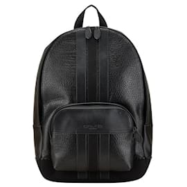 Coach Logo Backpack Black Leather Black