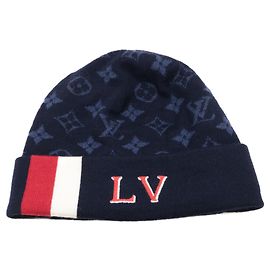 Louis Vuitton Navy Wool Knit Hat Navy blue
