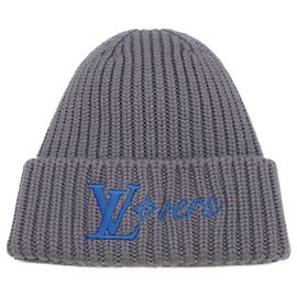 Dunkelgraue Strickmütze von Louis Vuitton Anthrazitgrau