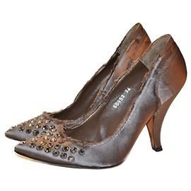 Escarpins Pedro Garcia en toile gris avec strass taille 36 Gris