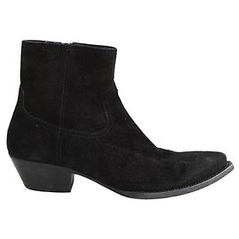 Botas Saint Laurent em camurça preta Preto