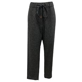 Calças de jogging de lã tweed carvão de Brunello Cucinelli com Monili Cinza
