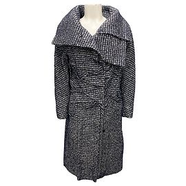 Abrigo de tweed azul marino / blanco Jil Sander Azul marino