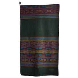 Cachecol Fendi Verde com Padrão Étnico Multicor Multicor Verde