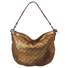 Bolsa hobo Gucci de couro bronze Bronze