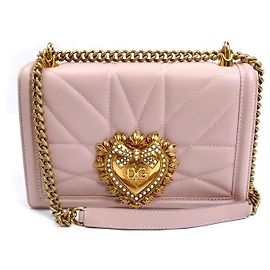Dolce & Gabbana Bolsa de Ombro Devotion em Couro de Cordeiro Dolce&Gabbana Rosa