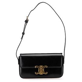 Céline Sac 2 en 1 en cuir de veau brillant Celine Triomphe Noir