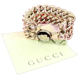 Gucci-Gucci Crest Logo Silver 925 Bracelet-Silvery,Metallic