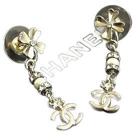 Orecchini Chanel Coco Mark Quadrifoglio Argento Metallico
