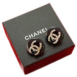 Chanel Coco Mark Earrings Black