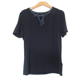 Blusa a maniche corte con nastro Burberry London Blu Blu navy