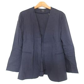 theory Linen Stretch Collarless Jacket Blue Navy blue