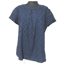 Top corto in pizzo a maniche corte Burberry London Blu Blu navy