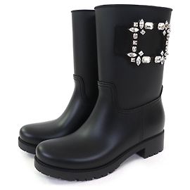 Roger Vivier Tempet Viv Strassbacks Rubber Short Boots Black