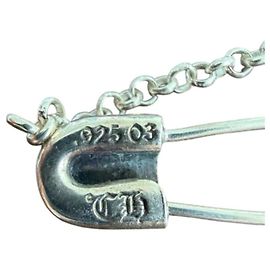 Corrente de 20 polegadas com alfinete de segurança Chrome Hearts Hardware prateado