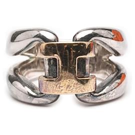 Hermès-Bague Histoire en Argent Sterling et Or Jaune 18K Hermès-Argenté