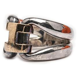 Hermès-Bague Histoire en Argent Sterling et Or Jaune 18K Hermès-Argenté