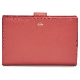 Carteira compacta grão rosa coral Patek Philippe com hardware dourado Rosa Coral