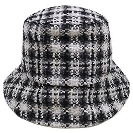 Chanel CC Coco Mark Tweed Bucket Hat Black White