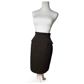 Saia de couro vintage Dior marrom M Marrom