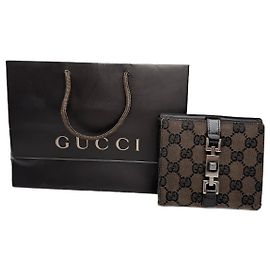 Autre Marque Vintage Gucci Jackie Monogram Wallet Brown Black Brown