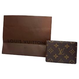 Vintage Louis Vuitton Leather Monogram Card Holder Brown Brown