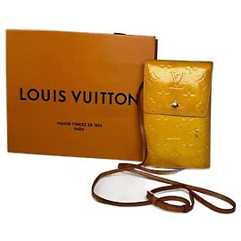 Sac messager vintage en cuir Vernis Louis Vuitton jaune Jaune