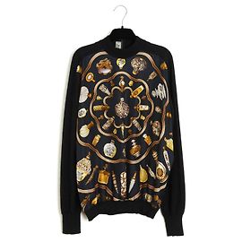 Hermès 1988 Twillaine Pullover FR42 Schwarz Kaschmir UK12 US10 Schwarz