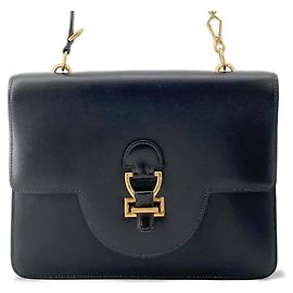 Borsa a Spalla Sandrine Hermès in Pelle di Vitello Nera Nero