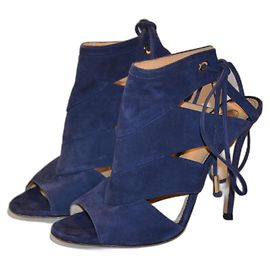 Sandales Elisabetta Franchi en daim bleu taille 36 Bleu
