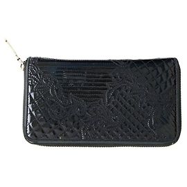 Versace Black patent leather wallet Black