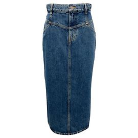 Céline Celine Blue 2021 High Waisted Denim Midi Skirt Blue