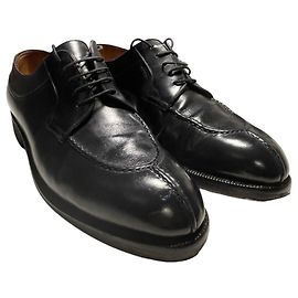Aubercy Black Leather Derbies - EU 43 (Aubercy Size: 10) Black