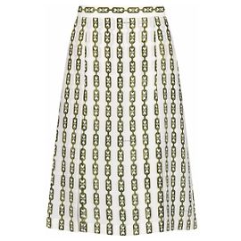 Céline Rare! Old Celine by Phoebe Philo Horsebit Skirt logo monogram chains 2016 US 12 Multiple colors