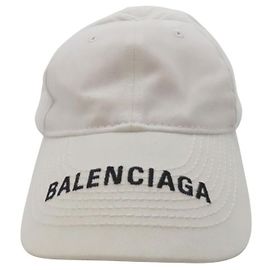 Gorra de algodón con logo clásico de Balenciaga Blanco
